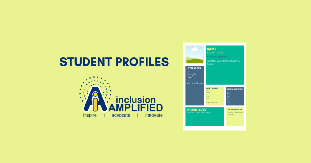 Yellow block with text "student profiles" and an example
