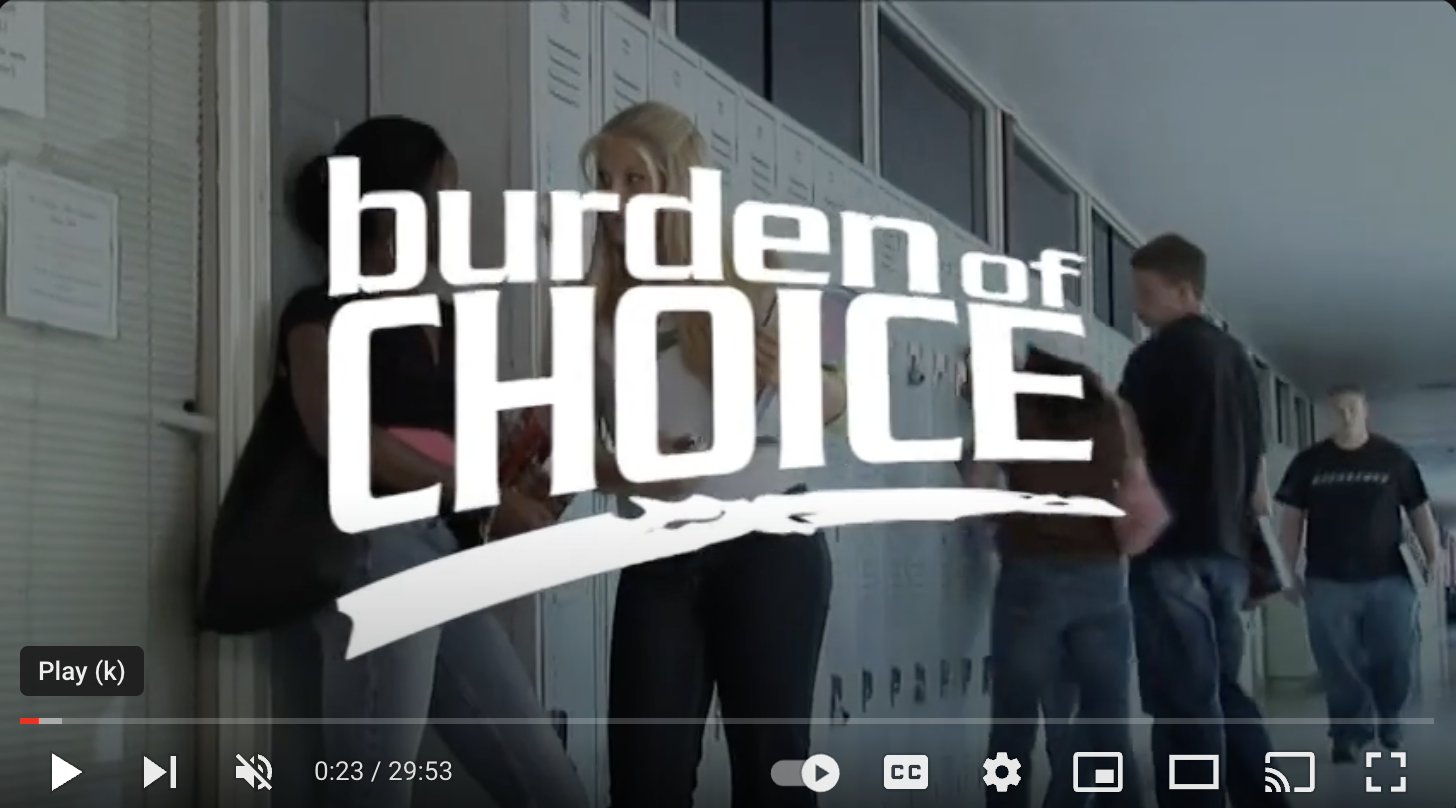 Screen shot of Burden of Choice Video
